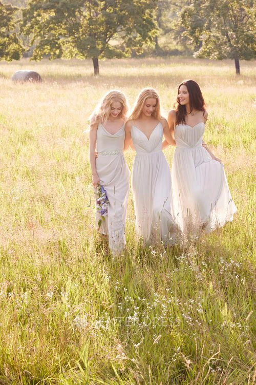 Spaghetti Sleeveless Ruched Chiffon Bridesmaid Dress