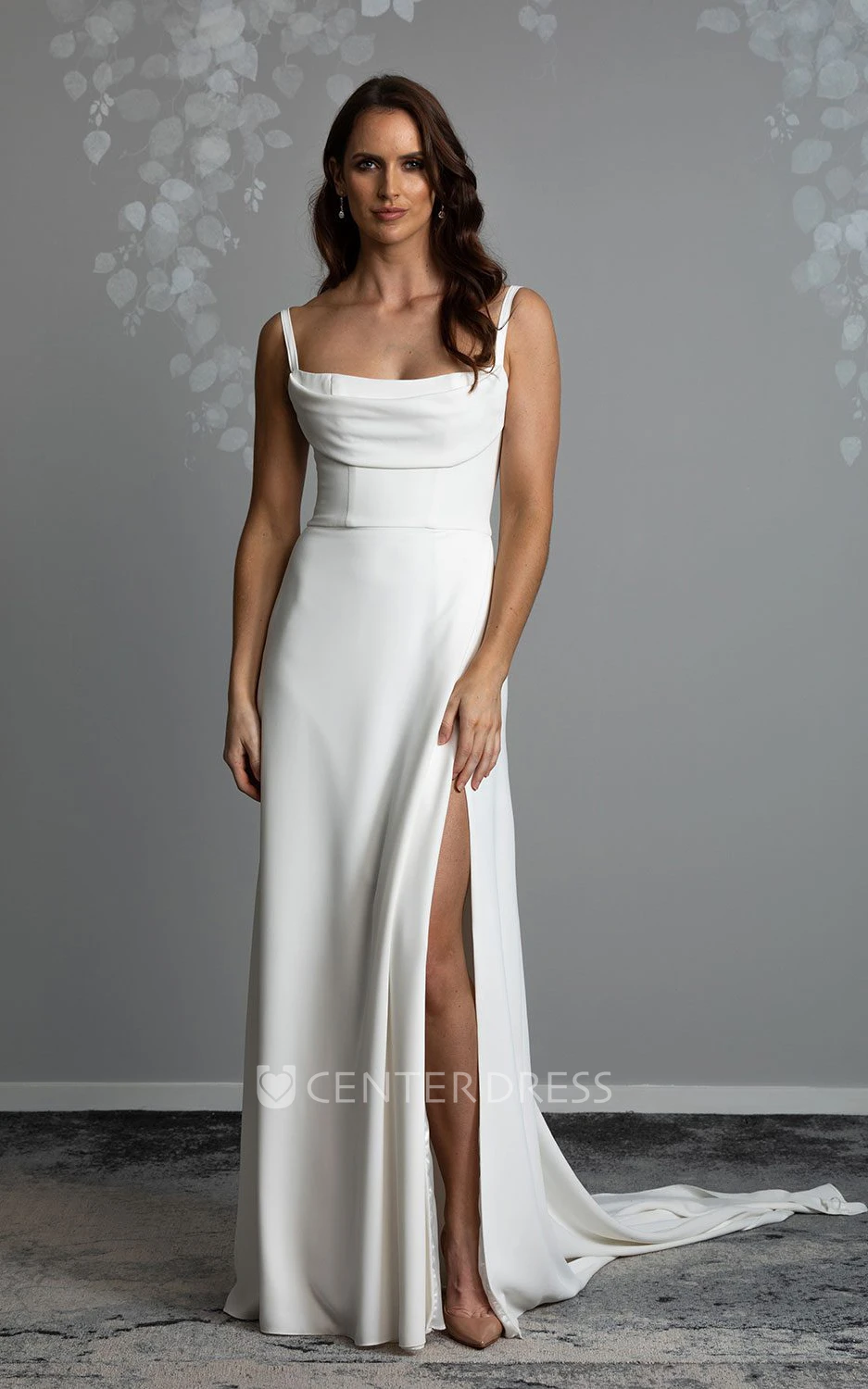 Scoop Neckline Sheath Jersey Wedding Dress with Spaghetti Straps Sheath Jersey Wedding Dress with Spaghetti Straps