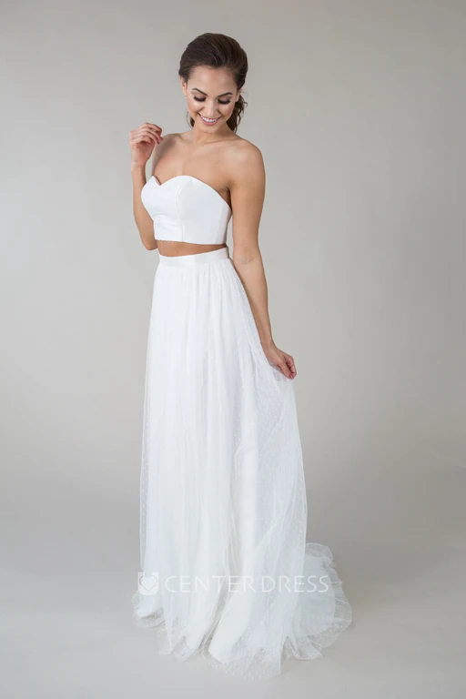 Floor-Length Sweetheart Tulle Wedding Dress With Zipper