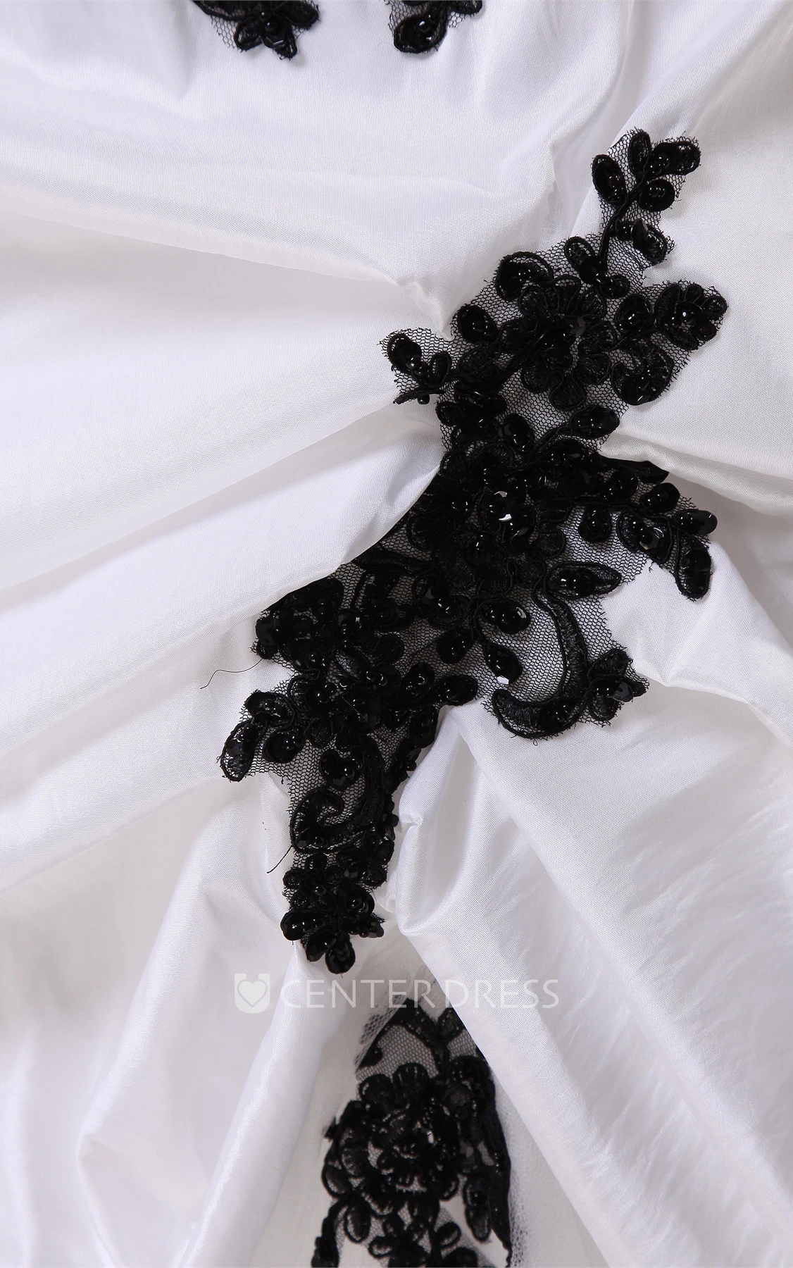 Glamorous Ruffled Strapless Ball Gown Wedding Dress with Lace Appliques