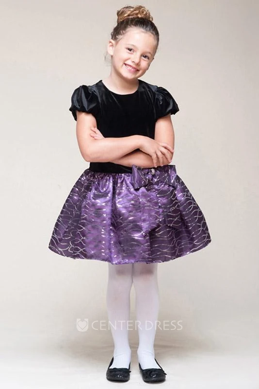 Mini Bowed Sequins Flower Girl Dress With Tiers