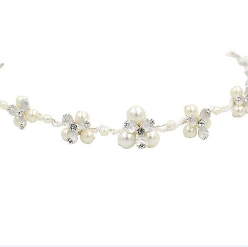 Elegant Vintage Silver Rhinestone Pearl Headbands