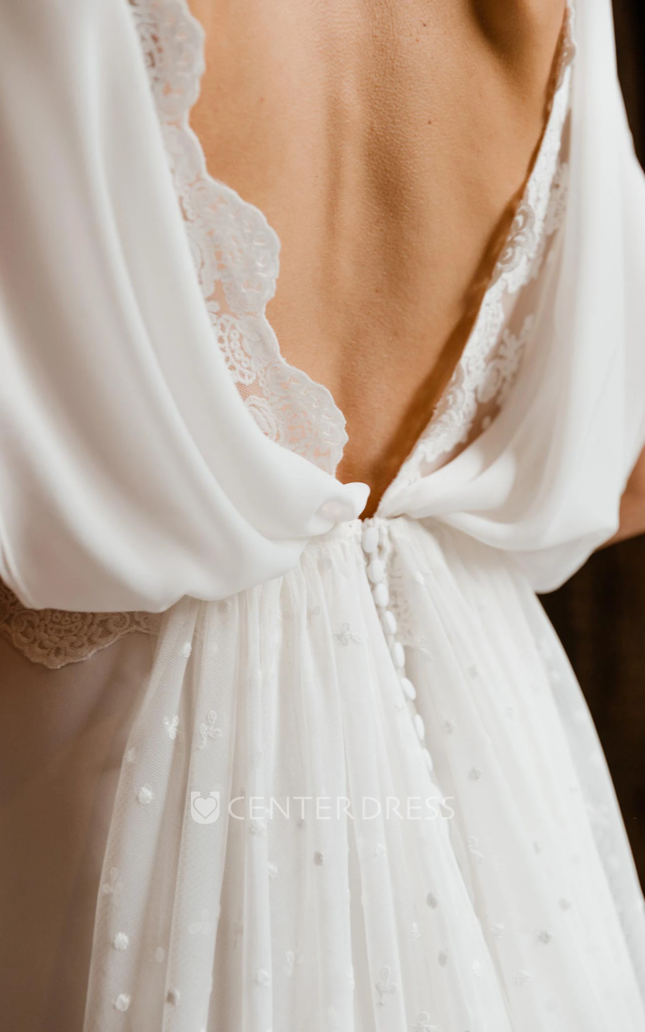 Bohemian Satin A-Line Wedding Dress with Lace Back and Bateau Neck