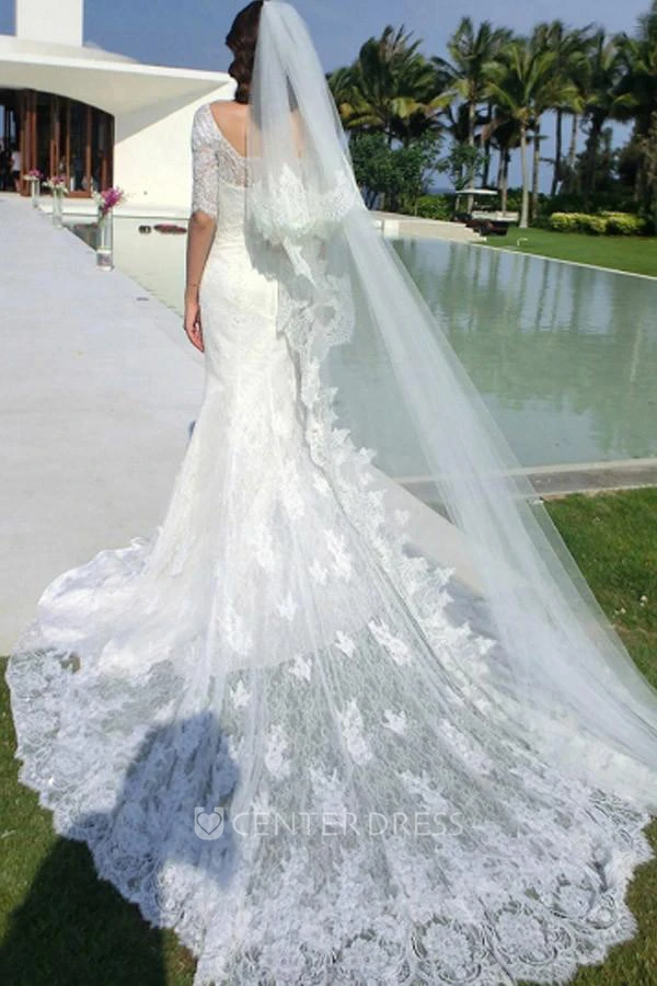 Mermaid Trumpet Off-the-shoulder Lace Zipper Wedding Dress