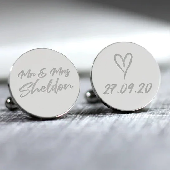 Custom Engraved Bride to Groom Cufflinks