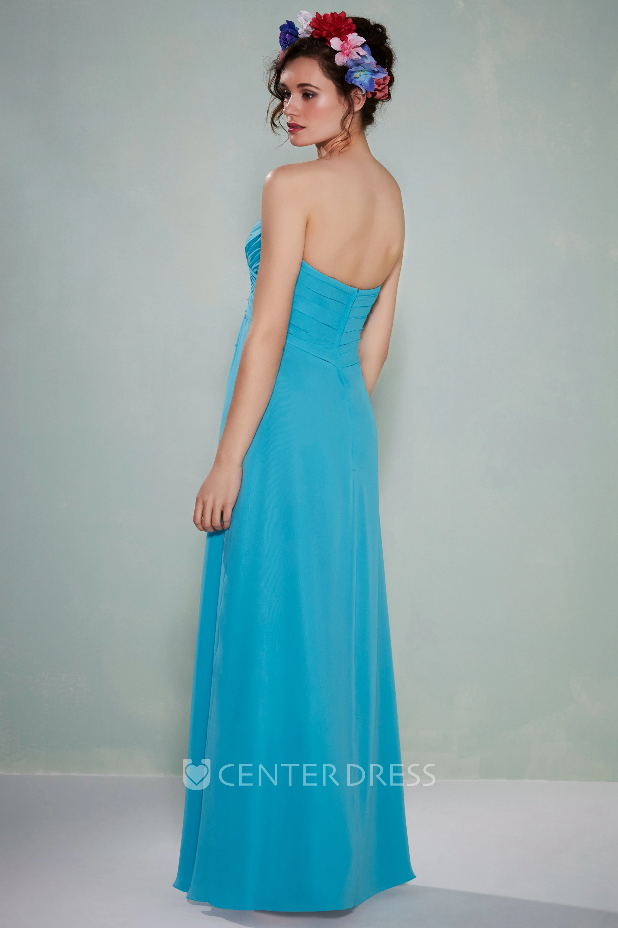 Criss-Cross Sleeveless Sweetheart Chiffon Bridesmaid Dress