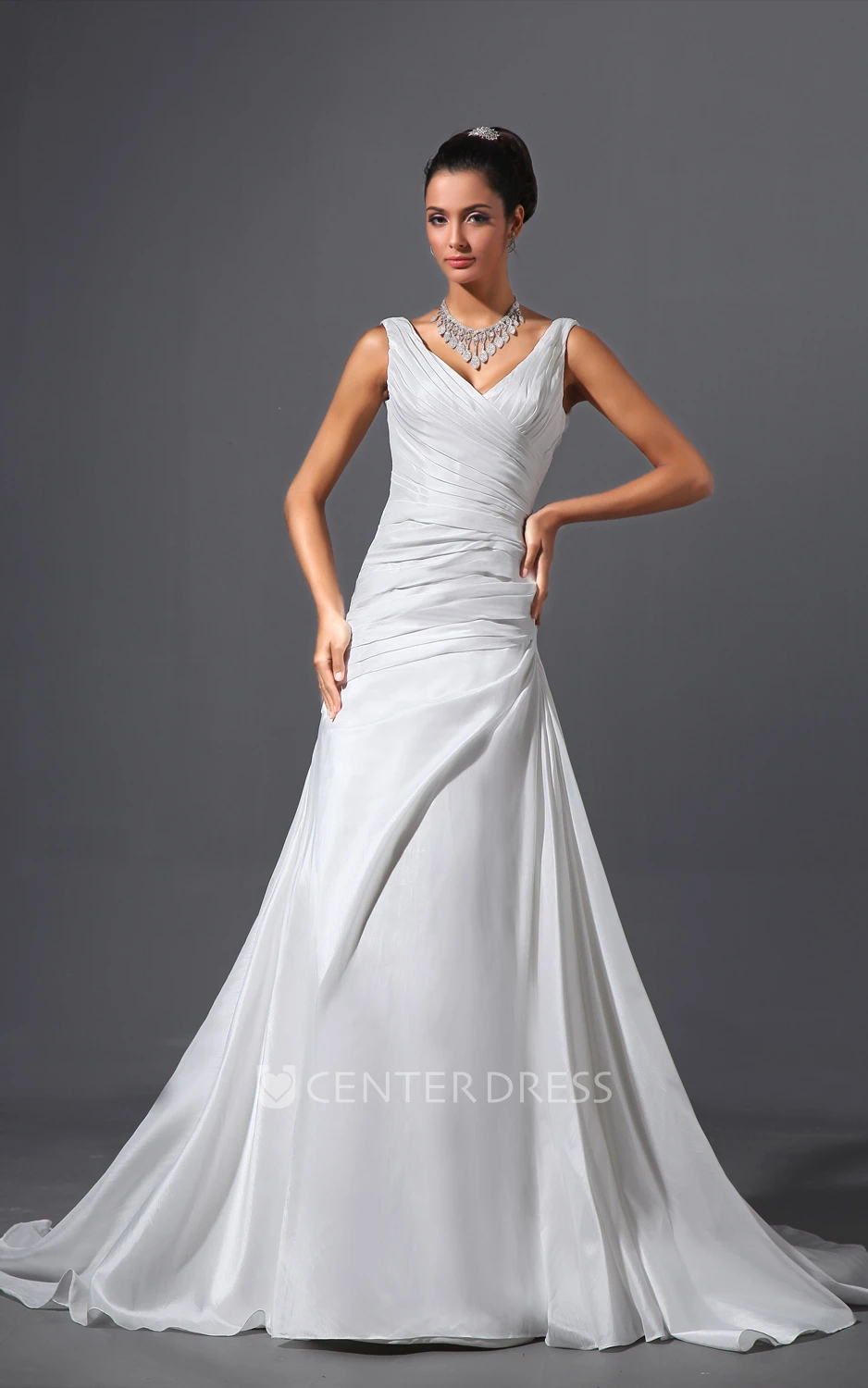 Adorable Column Dress With Court Train And Ruching