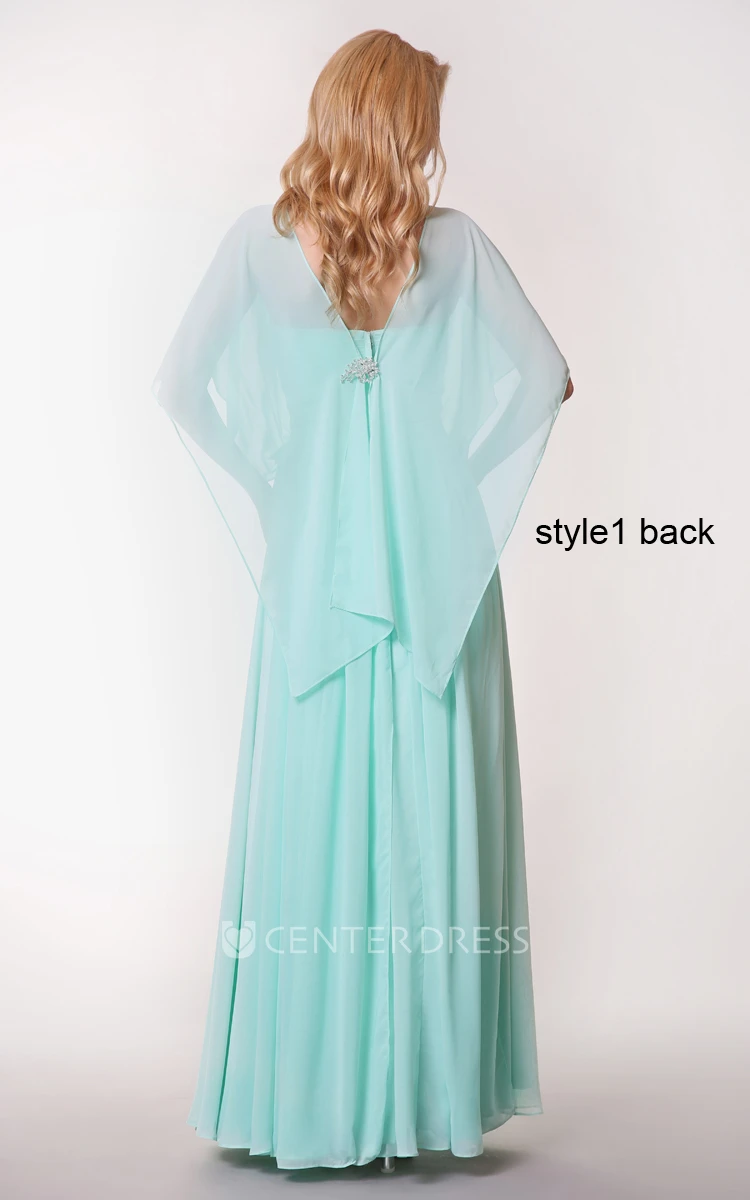 Convertible Sleeveless Pleated Long Chiffon Dress With Ruching