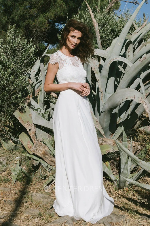 Inspired Bridal Gown With Sweep/Brush Train And Lace Top