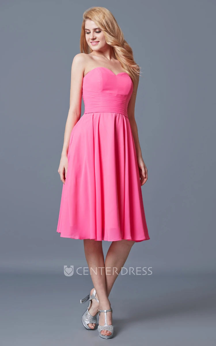 Vibrant Sleeveless Pleated Knee-length Chiffon Dress With Backless