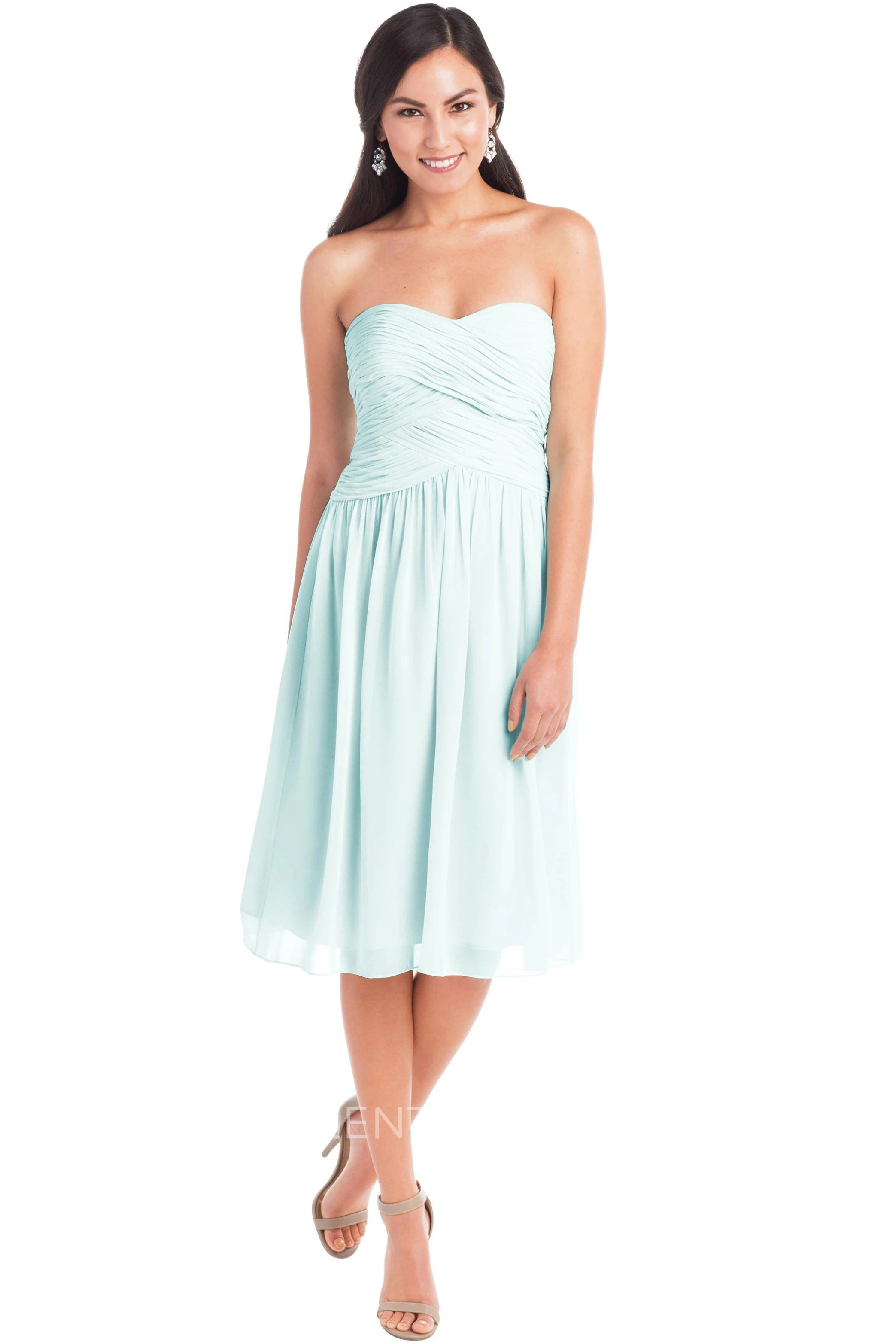 Tea-Length Sleeveless Criss-Cross Sweetheart Chiffon Muti-Color Convertible Bridesmaid Dress
