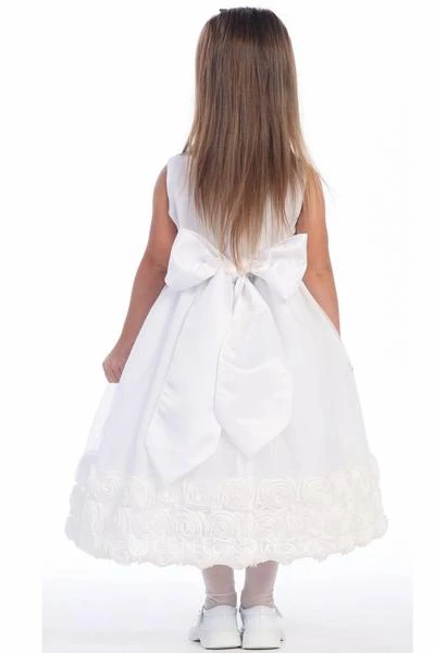 Tea-Length Tiered Tulle Flower Girl Dress