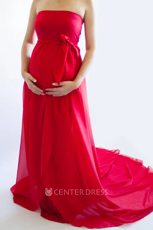 Sheath Court Train Sleeveless Empire Maternity Dress