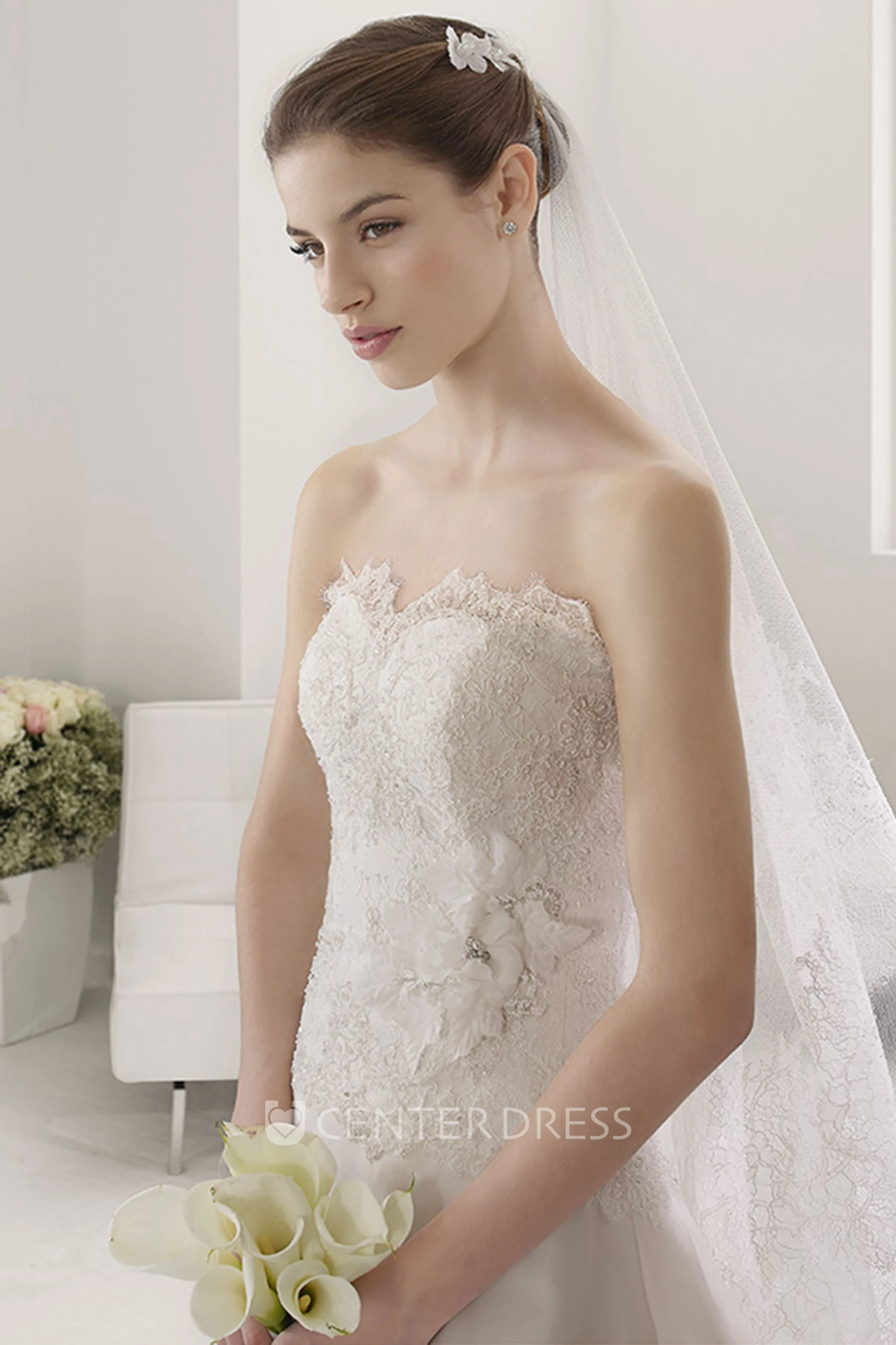 Sweetheart A-line Tulle Wedding Gown With Lace Top And Removable Jacket