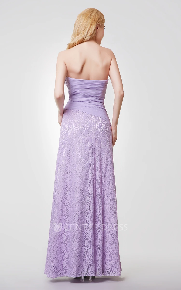 Sweetheart Backless Floral Long Chiffon and Lace Dress