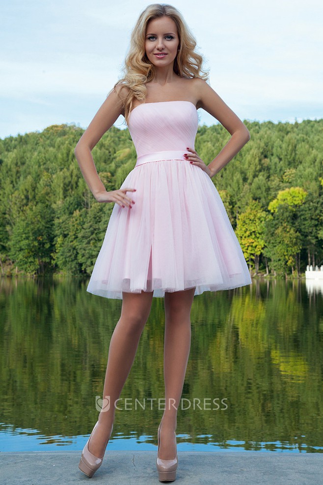 Hot Pink Short Strapless Dress