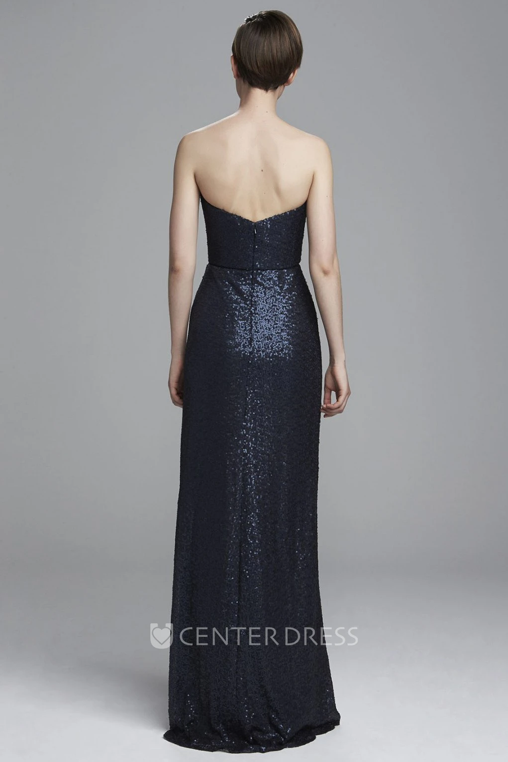 Sheath Sleeveless Long Sweetheart Satin Bridesmaid Dress