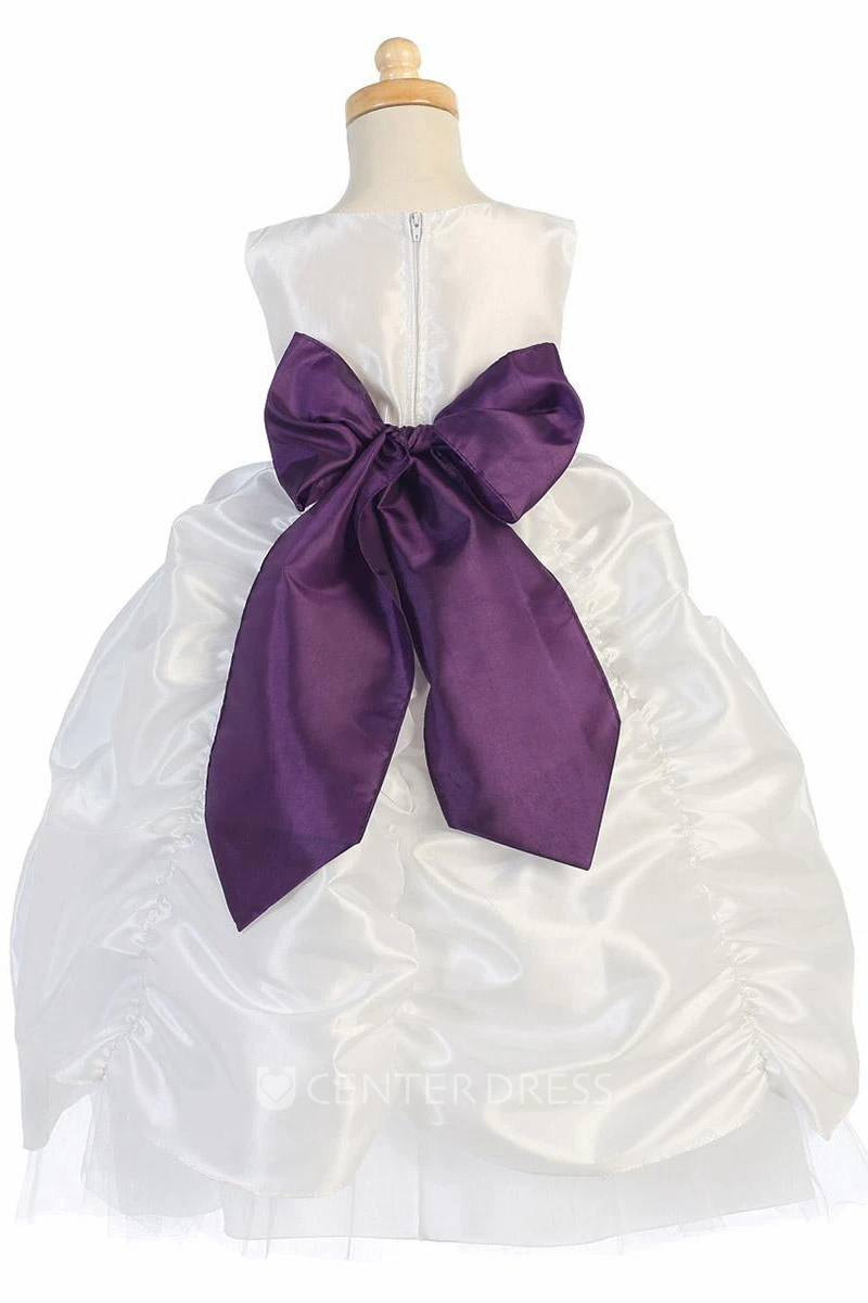 Tiered Tulle&Taffeta Flower Girl Dress