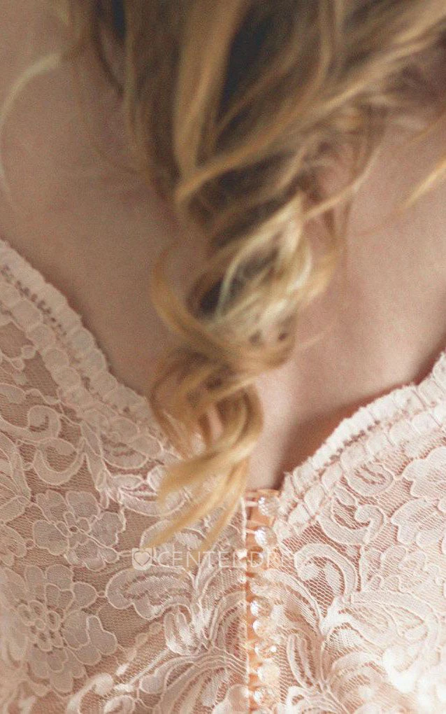 Bateau Cap Sleeve V Back A-line Tulle Short Dress With Lace Top