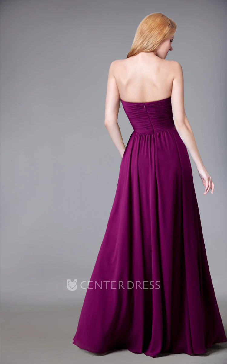 Sweetheart Chiffon Long Bridesmaid Dress With Layered Skirt