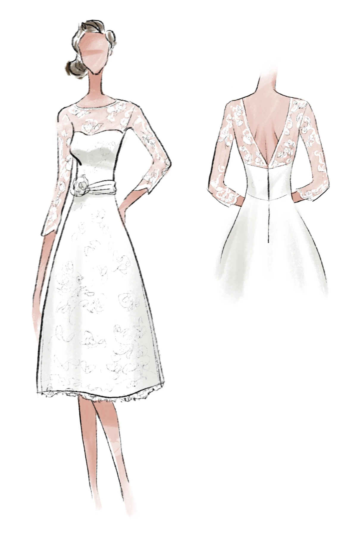 A-Line Short Scoop Bell Beading Flower Zipper Lace Sequins Dress