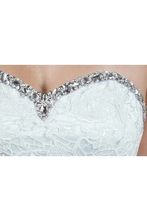 Crystal Sweetheart Mermaid Tulle Bridal Gown With Lace Top