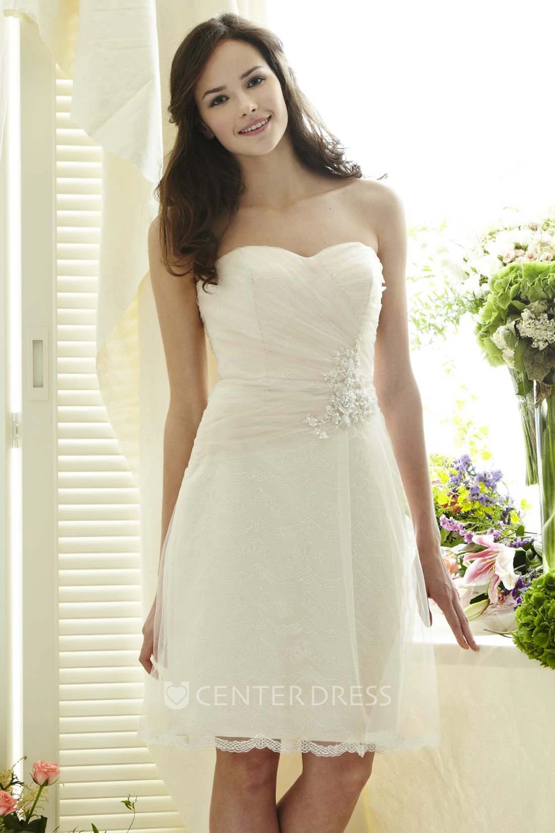 Knee-Length Criss-Cross Sweetheart Sleeveless Tulle Prom Dress