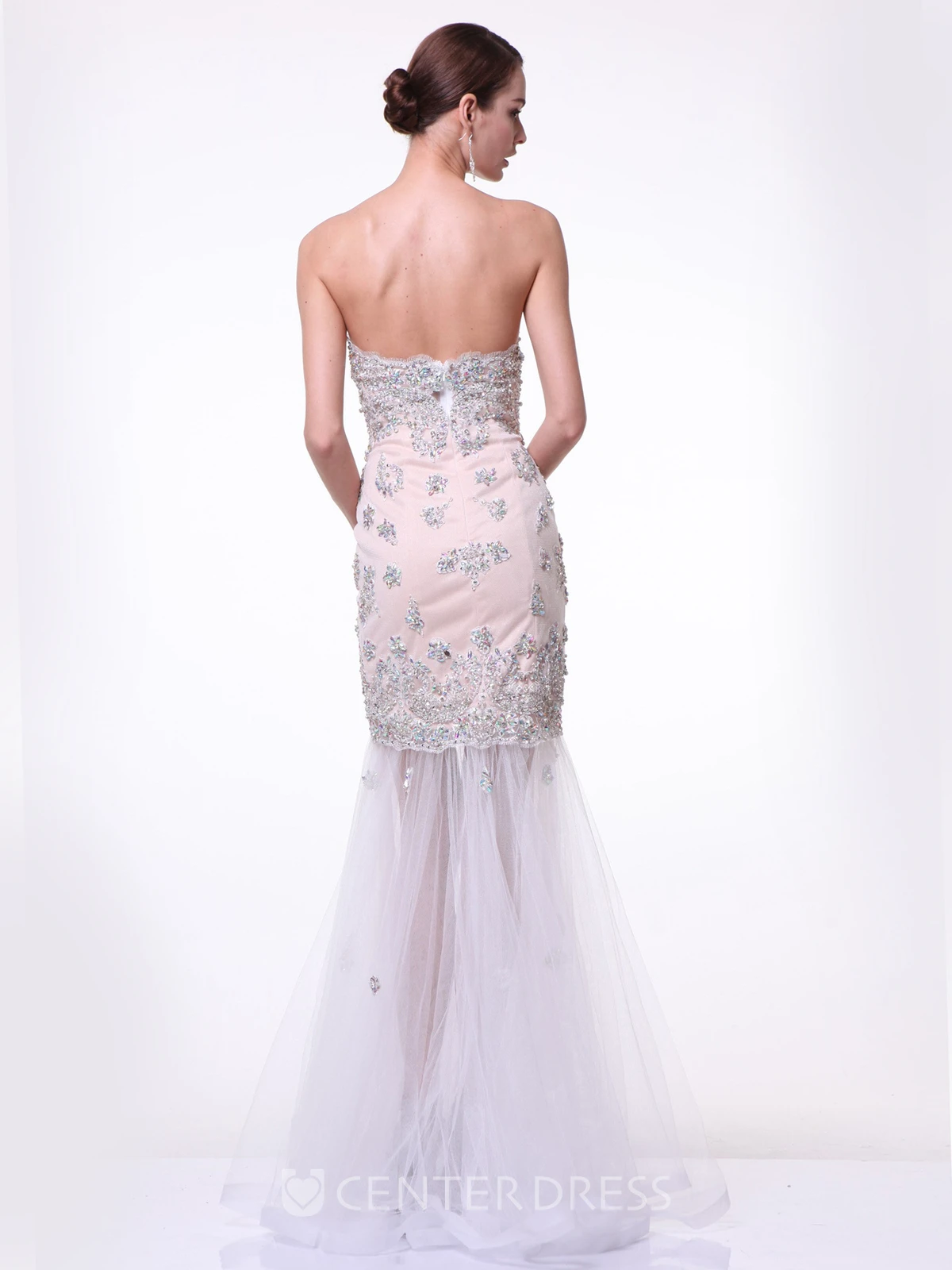 Sheath Maxi Strapless Sleeveless Brush Train Backless Dress With Beading