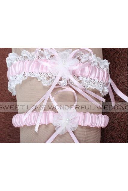Western Style Flowers Lace Bow Elastic Lace Bridal Garter Within 16-23inch