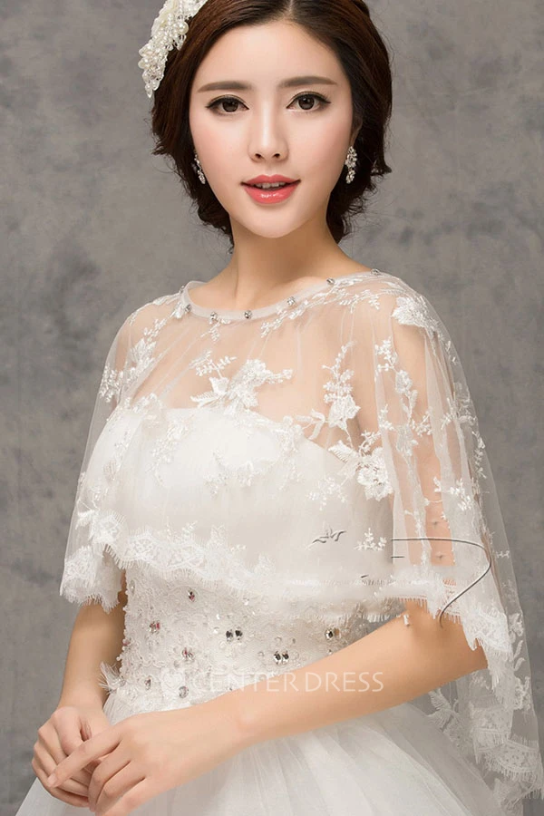 New Lace Red White Cape Shawl