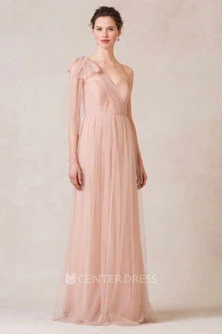 Sleeveless Criss-Cross Sweetheart Tulle Bridesmaid Dress With Straps
