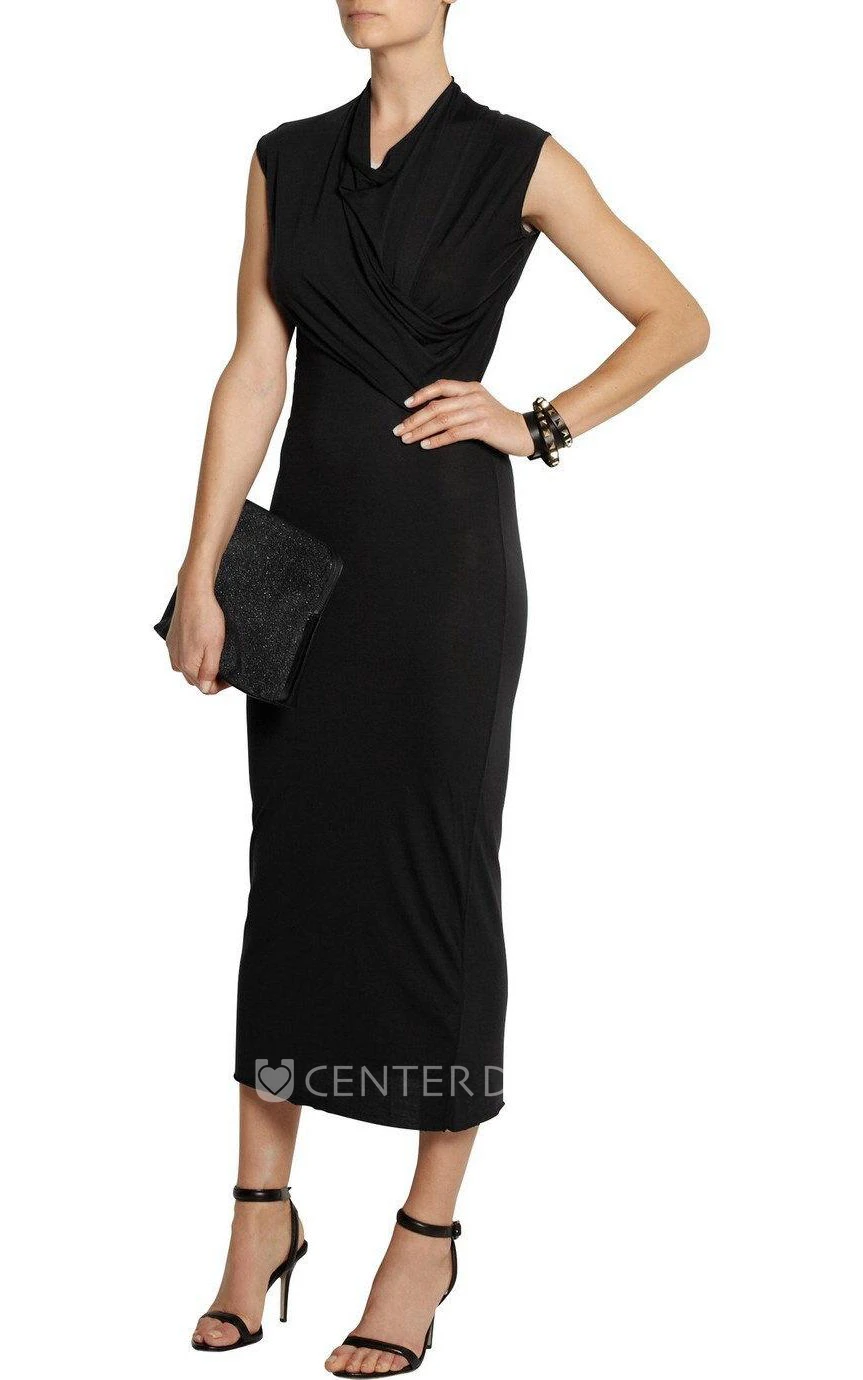 Draped Sleeveless Maxi Dress