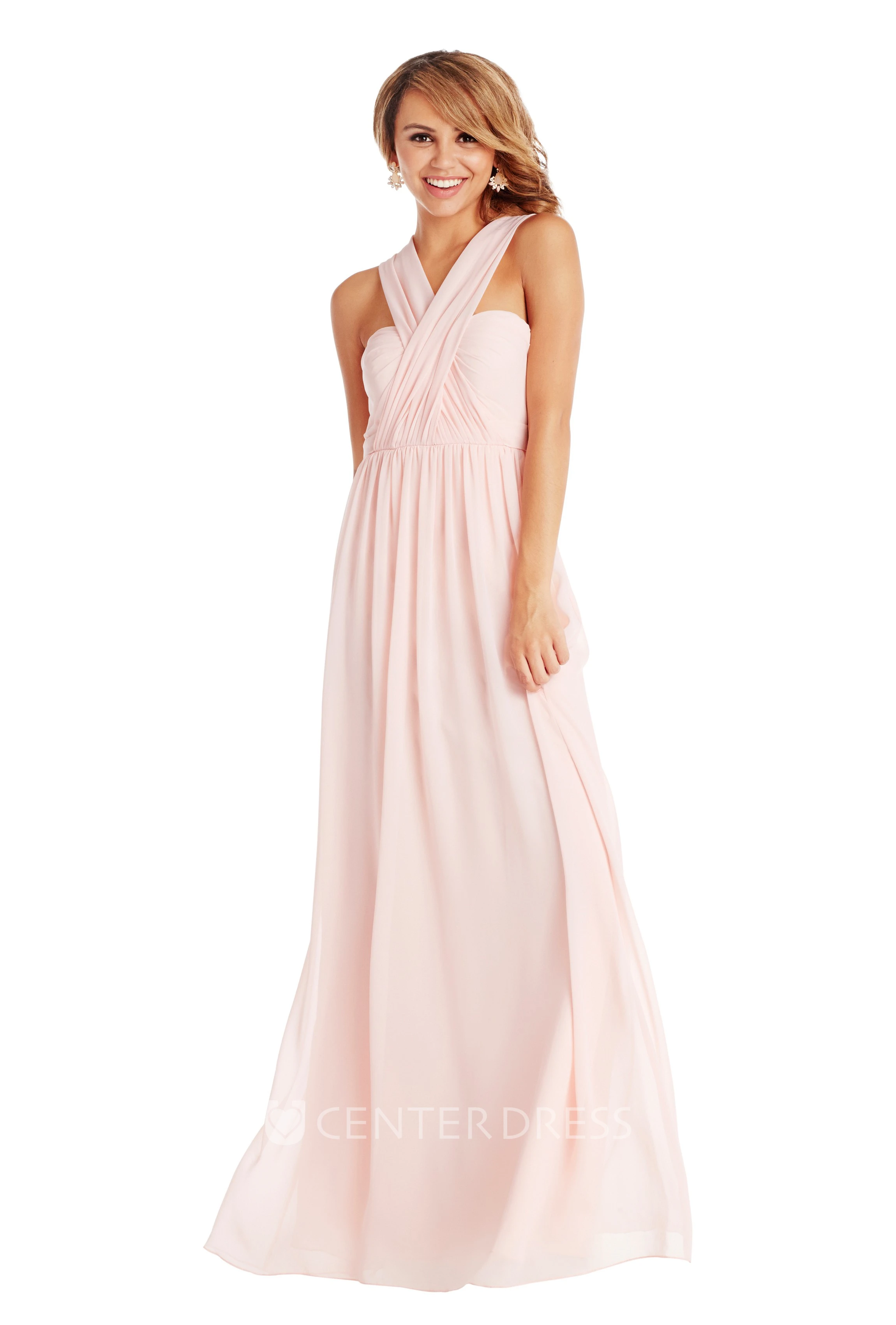 Sleeveless Sweetheart Ruched Chiffon Muti-Color Convertible Bridesmaid Dress With Pleats
