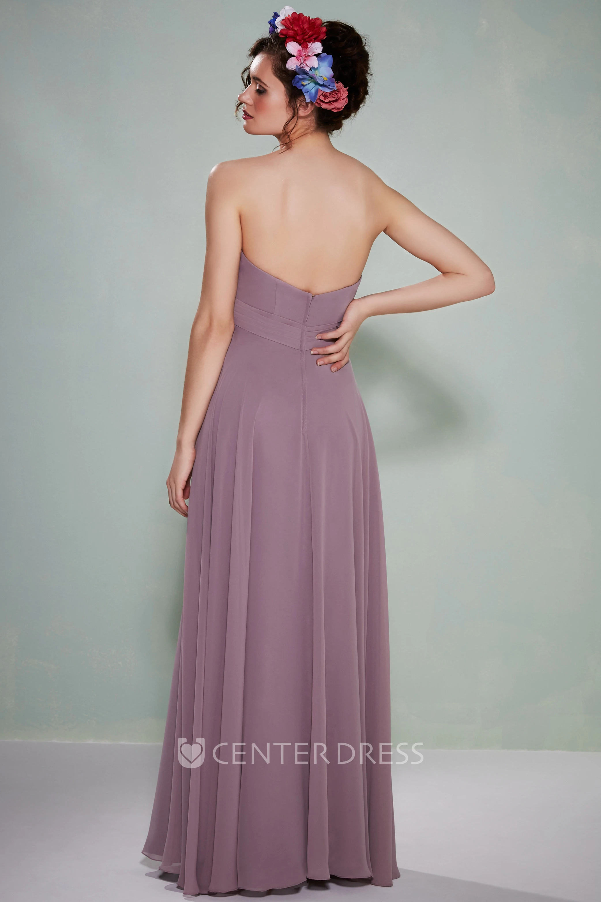 Sleeveless Sweetheart Empire Criss-Cross Chiffon Bridesmaid Dress