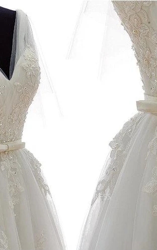 Romantic Long A-Line Tulle Wedding Dress With Heavy Embroidery