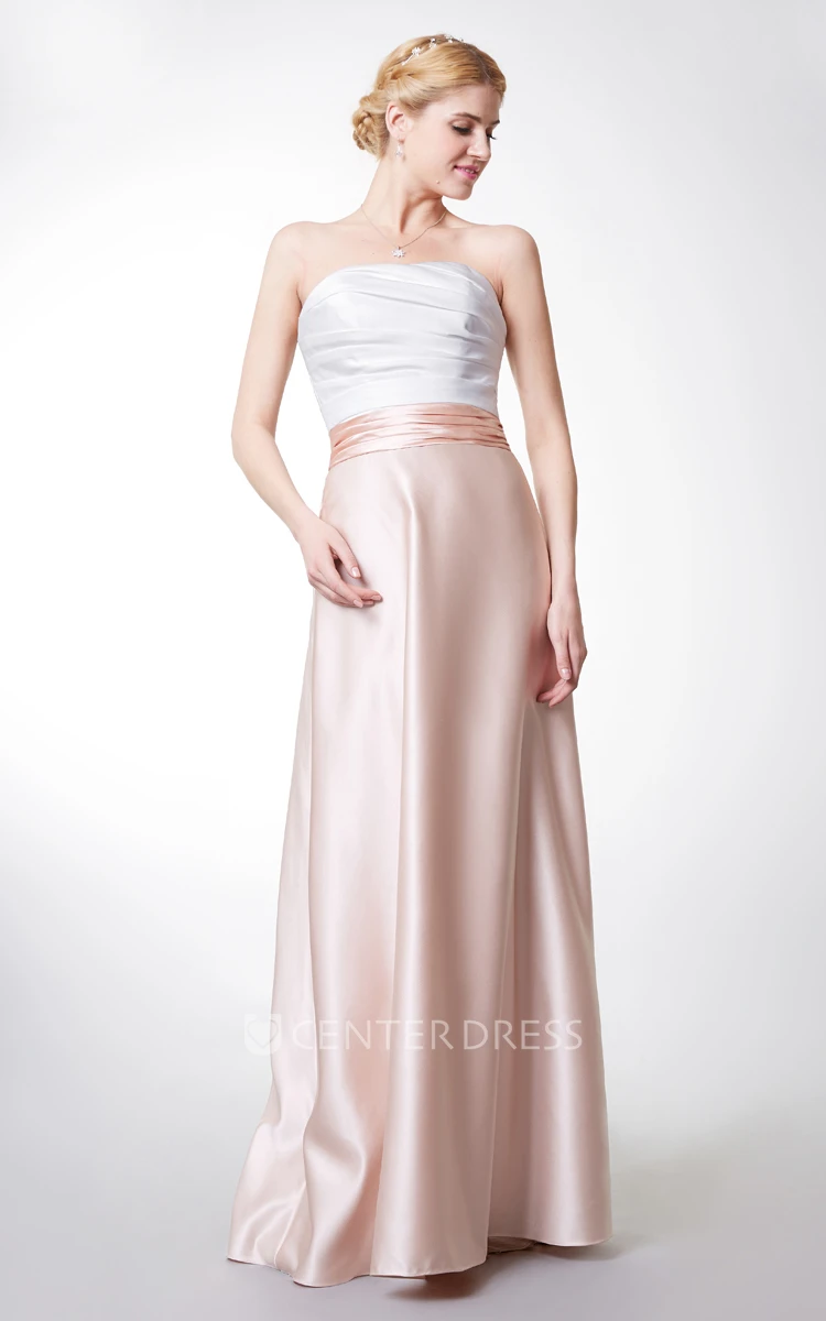 Backless Sleeveless A-line Satin Gown With Ruching