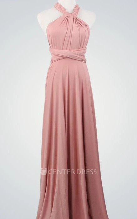 Wrap Bridemaid Nude Pink Infinity Sexy Bridal Evening Nude Pink Bridesmaid Floor Length Dress