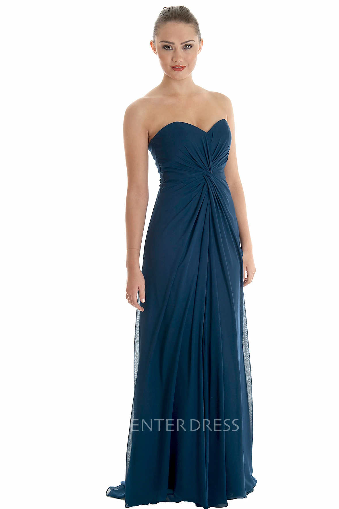 Sweetheart Floor-Length Ruched Chiffon Bridesmaid Dress With Brush Train