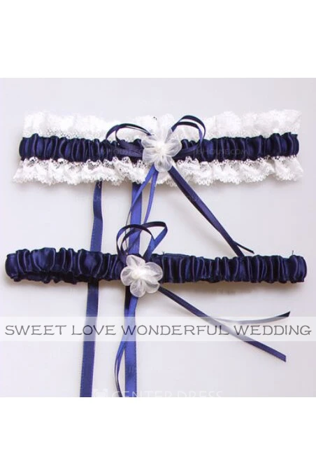 Western Style Flowers Lace Bow Elastic Lace Bridal Garter Within 16-23inch