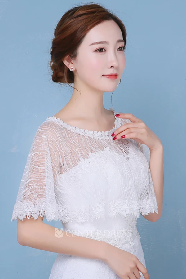 New Sequined Lace Shawl Cape-style Small White Cloak