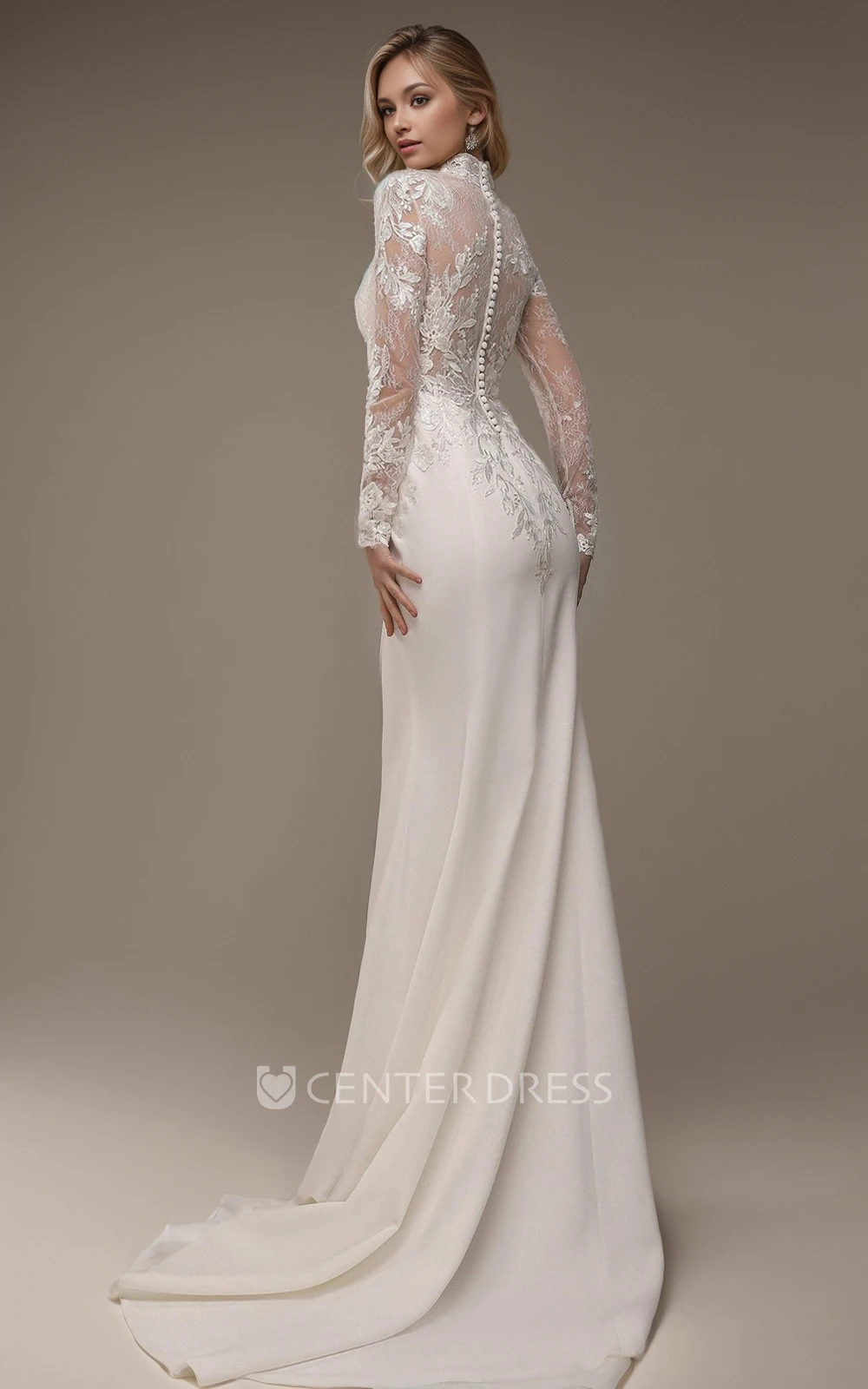 Mermaid Vintage Princess Lace Spring Wedding Dress Elegant Satin Long Sleeve Gown