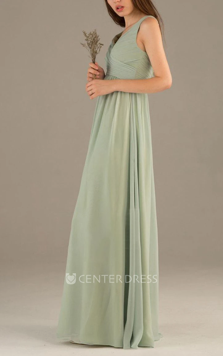 Simple Dusty Green Bridesmaid Dress
