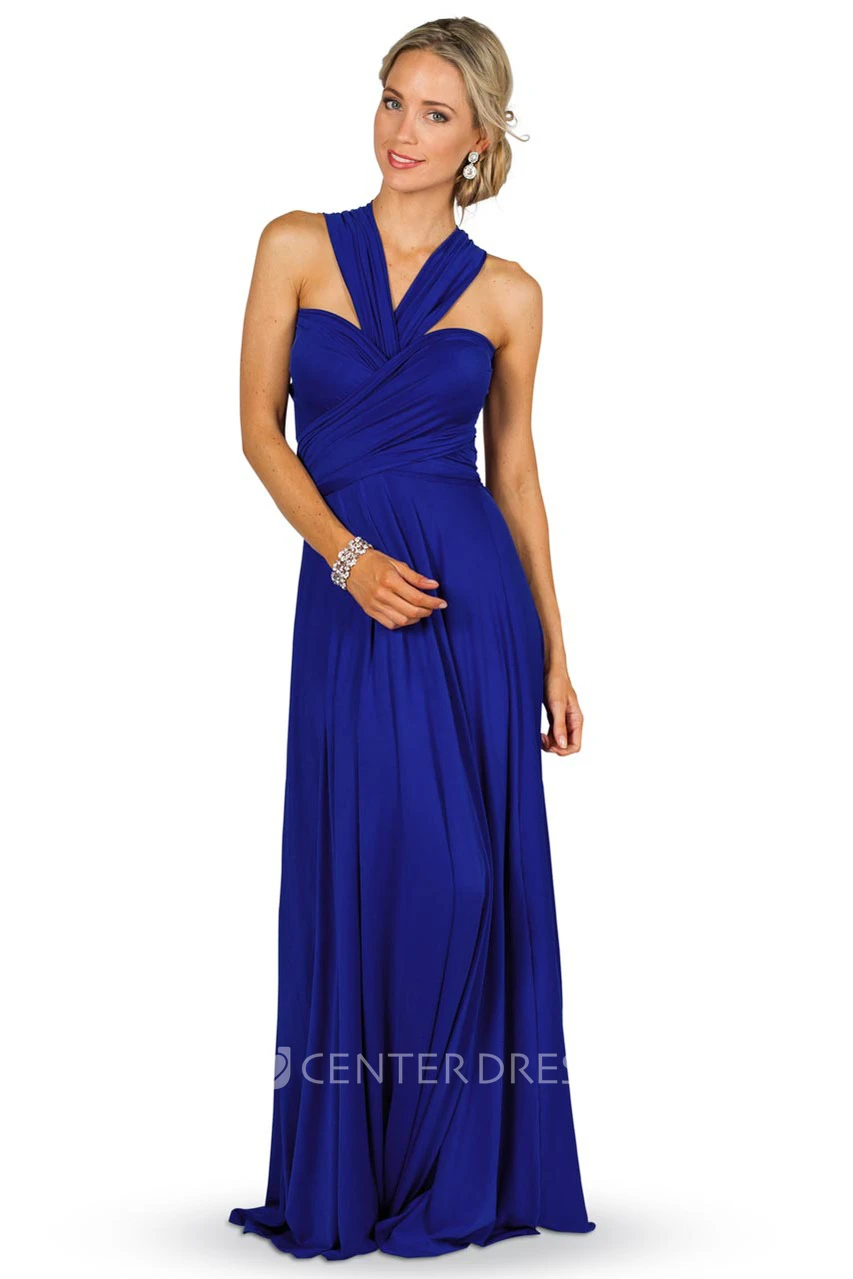 Criss-Cross Sleeveless Strapped Chiffon Convertible Bridesmaid Dress