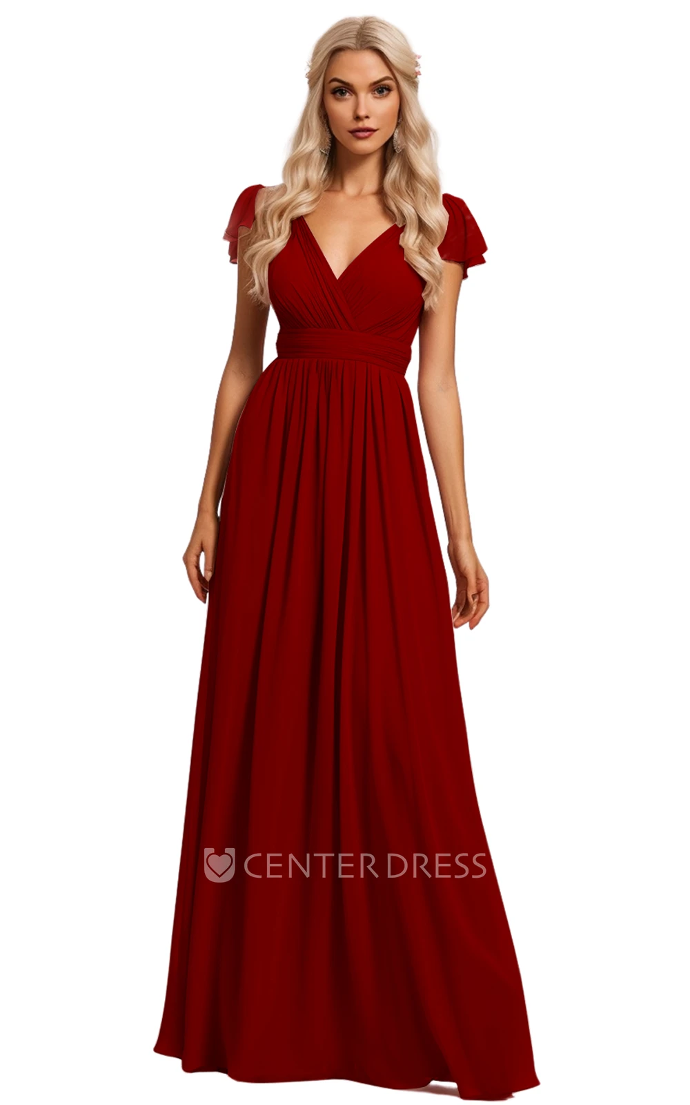 Bohemian A-Line Chiffon Bridesmaid Dress with V-neck and Deep-V Back 2026 Unique