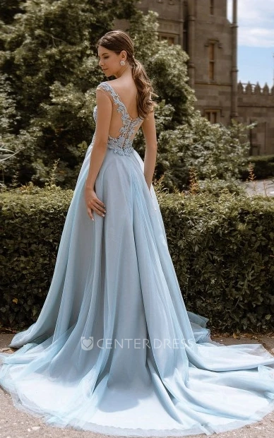Sexy Illusion Back Tulle Bridesmaid Dresses Elegant Lace V-Neck Dresses