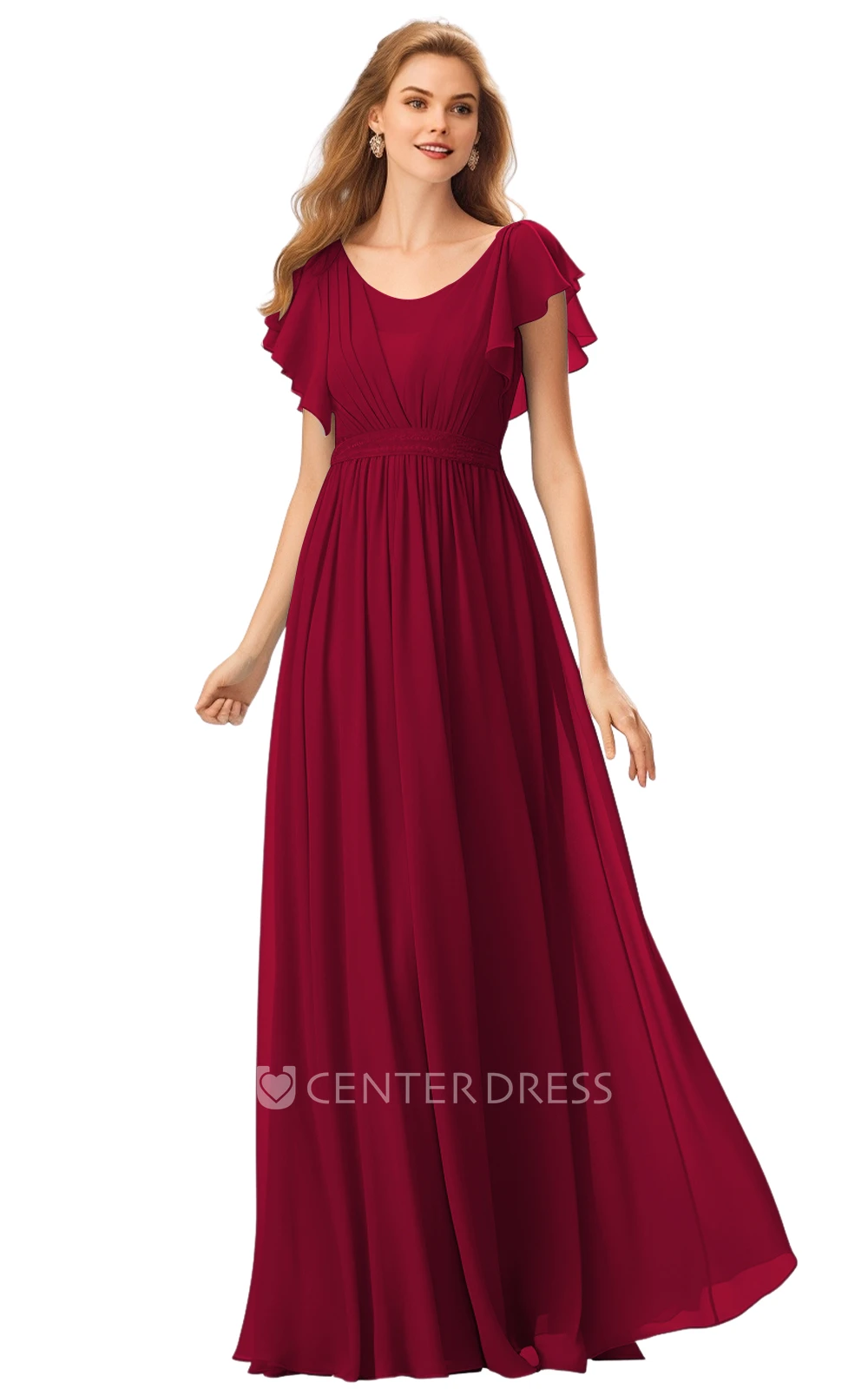 Casual Bateau Neck A-Line Chiffon Bridesmaid Dress 2025 & Women