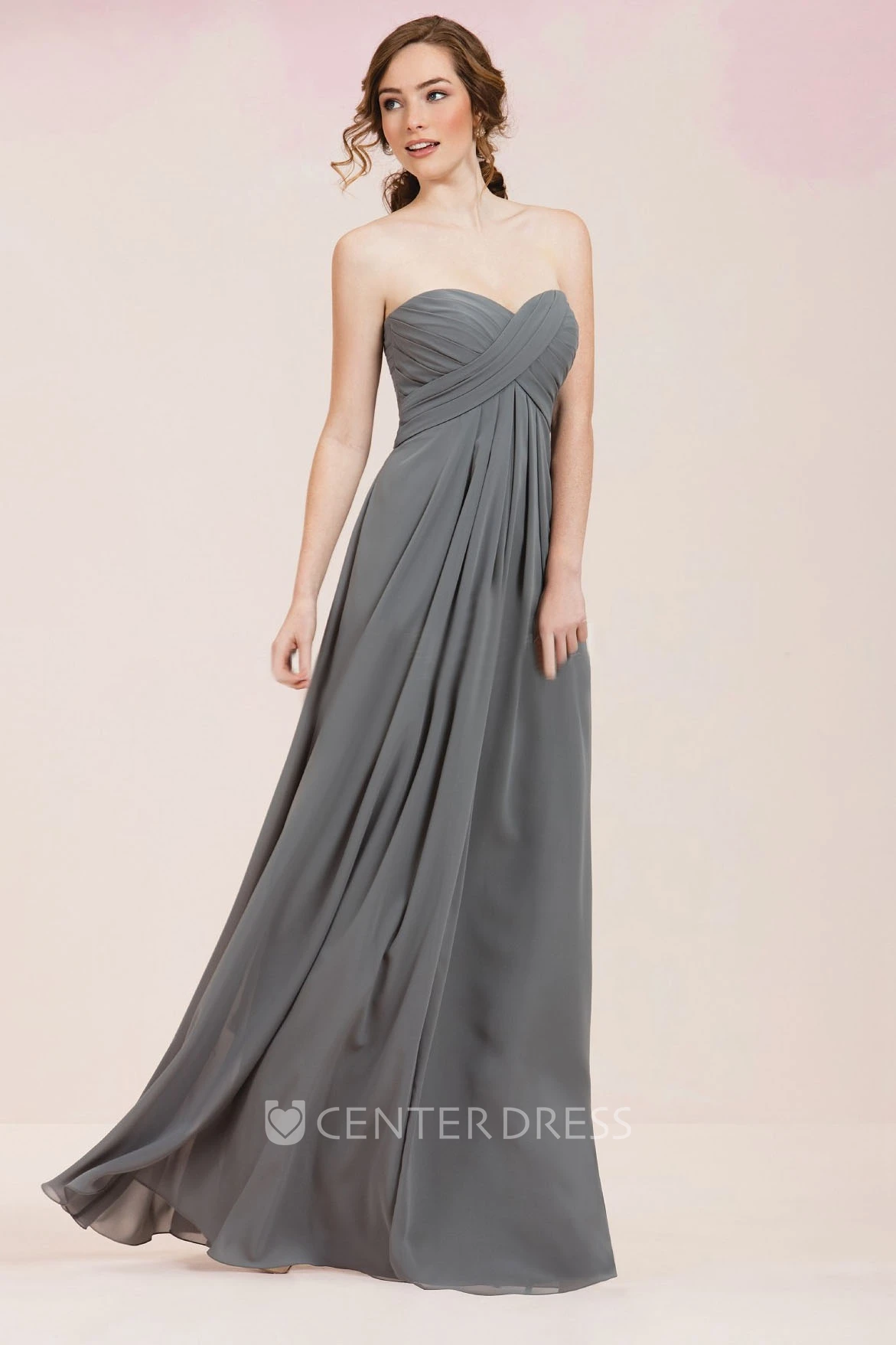 Sweetheart A-Line Long Gown With Crisscrossed Ruching