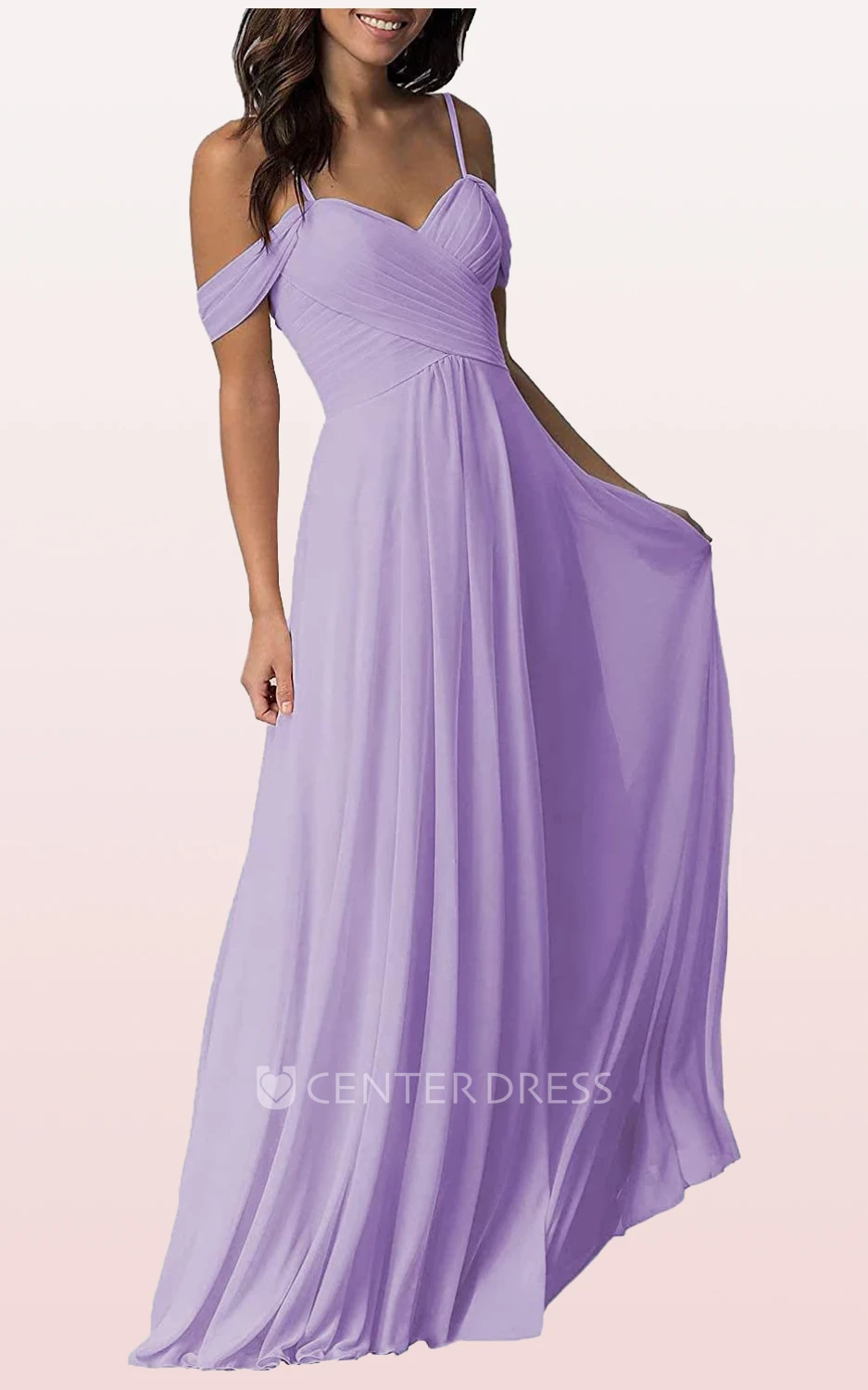 Chiffon Floor-length Off-the-shoulder A Line Sleeveless Bridesmaid Dress With Criss Cross