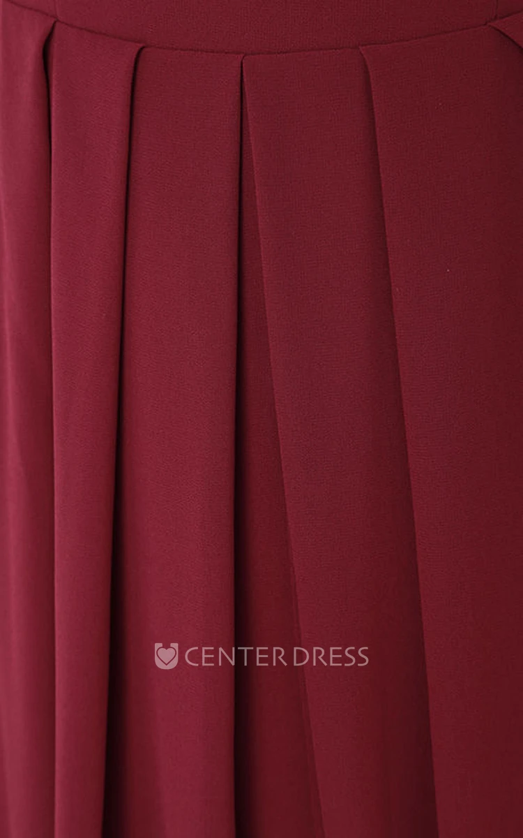 Simple Sleeveless V-Neck A-Line Chiffon Long Dress With Front Split