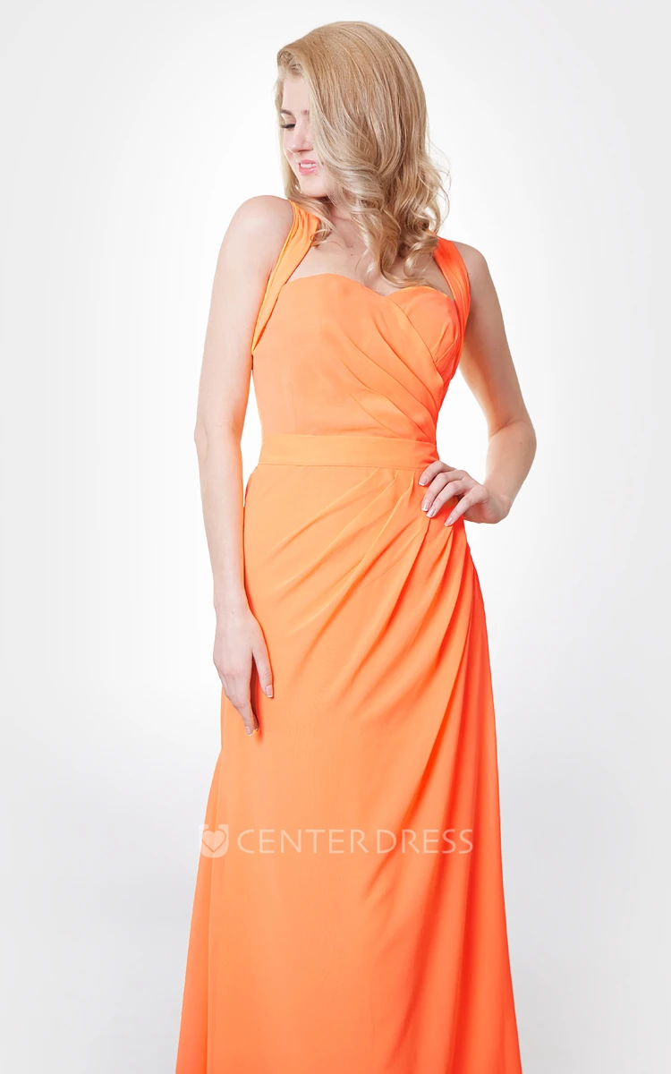 Side-draped Mermaid Chiffon Gown With Back Knot and Removable Straps